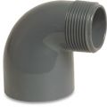 Mega Profec knie 90 graden PVC-U 32 mm x 3/4 inch lijmmof x buitendraad 10 bar grijs 0110140