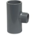 Mega Profec T-stuk 90 graden PVC-U 25 mm x 3/4 inch x 25 mm lijmmof x buitendraad x lijmmof 10 bar grijs 0110346