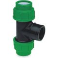 VDL T-stuk 90 graden PP 25 mm x 3/4 inch x 25 mm knel x binnendraad x knel 10 bar zwart-groen 7018426