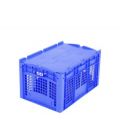 Orbis Euronorm stapelkrat PP HxLxB 338x600x400 mm wanden opengewerkt met klapdeksel blauw 880334