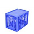 Orbis Euronorm stapelkrat PP HxLxB 420x600x400 mm wanden opengewerkt met klapdeksel blauw 880345