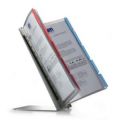 Orbis zichtmappensysteem VARIO staalplaat tafelstandaard L-vorm 10 mappen PVC DIN A4 kleurassortiment RAL 7035 509334