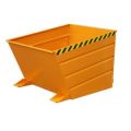 Orbis kiepbak staalplaat hefboomsluiting afgeschuind HxBxD 890x800x1440 mm inhoud 0,65 m3 draagvermogen 1000 kg oranje 528222