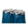 Orbis dubbele afvalverzamelaars wandhouder BxD 800x530 mm voor 120 L zak verzinkt staalplaat deksel kunststof zilver 524718