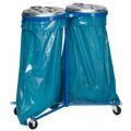 Orbis dubbele afvalverzamelaar verrijdbaar HxBxD 1020x860x500 mm voor 120 L zak blauw staalplaat deksel staal verzinkt 524736