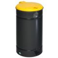 Orbis afvalverzamelaar H x diameter 700x450 mm pedaal deksel geel verzinkt RAL 7021 725182