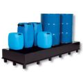 Orbis opvangbak HDPE BxDxH 2470x870x270 mm voor 6x220 L met poten PE plaat geperforeerde volume 225 L 201256