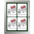 Orbis infovitrine aluminium frame draaideur acrylglas buitenmaat HxBxD 755x585x30 mm achterwand vilt 4x DIN A4 groen 529768