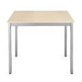 Orbis tafel vierkante buis 4-poots HxBxD 740x700x600 mm rechthoekig frame aluminium blad esdoorn 506645