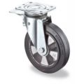Orbis zwenkwiel met dubbele rem draagvermogen 220 kg elastische banden DxB 125x50 mm aluminium velg 503597