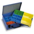 Orbis assortimentskoffer plaatstaal 15 boxen polystyrol HxBxD 118x340x240 mm RAL 5007 530884