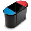 Orbis kunststof prullenbak Trio PP zwart 1x20 L 2x9 L HxBxD 350x555x280 mm deksel rood-blauw 523566