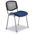 Orbis buisstalen stoel zitting donkerblauw netrug zitting BxD 475x415 mm frame aluminium-zilver 526837