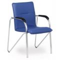 Orbis beklede stoel 4-poots frame van ronde buis verchroomd bekleding van blauw kunstleer 103209