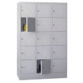 Orbis lockersysteem HxBxD 1850x1230x500 mm 3x5 vakken vak B 400 mm cilinderslot RAL 7035 401073