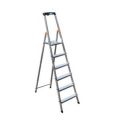 Orbis lichte universele ladders aluminium kunststof verbindingstukken platform BxD 25x25 cm H 1,27 m L 2,08m 6 treden inclusief platform 529930