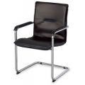 Orbis beklede stoel swingframe van ronde buis verchroomd bekleding van zwart kunstleer 103206