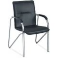 Orbis beklede stoel 4-poots frame van ronde buis verchroomd bekleding van zwart kunstleer 103208
