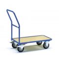 Orbis platformwagen draagvermogen 400 kg laadoppervlak LxB 850x500 mm H 225 mm houten platform staal RAL 5007 massief rubberen banden 118595