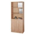 Orbis stellingkast HxBxD 2004x800x420 mm 5 ordnerhoogtes deur over 2 ordnerhoogtes knopgreep noten 521496