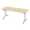 Orbis klaptafel ronde buis T-poot glijders HxBxD 73x180x70 cm stapelbar onderstel verchroomd blad esdoorn 523021