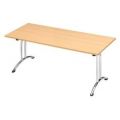 Orbis klaptafel ronde buis T-poot glijders HxBxD 73x160x70cm stapelbar onderstel verchroomd blad beuken 523014