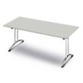 Orbis klaptafel ronde buis T-poot glijders HxBxD 73x160x70cm stapelbar onderstel verchroomd blad lichtgrijs 523013