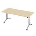 Orbis klaptafel ronde buis T-poot glijders HxBxD 73x160x70 cm stapelbar onderstel verchroomd blad esdoorn 523015