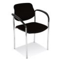 Orbis bezoekersstoel kunstleer zwart zitting BxD 450x460 mm frame verchroomd met armleuning 139602