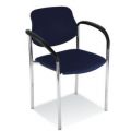 Orbis bezoekersstoel kunstleer blauw zitting BxD 450x460 mm frame verchroomd met armleuning 139604