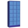 Orbis lockerkast HxBxD 1995x905x582 mm 3x6 vakken vak B 300 mm telkens 2 stekkerdozen stekker Nl Key lock sokkel romp duifblauw front lichtblauw 146105