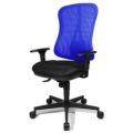 Orbis bureaustoel zitting zwart rugleuning met netbekleding in blauw zitting HxBxD 390-510x500x460 mm met armleuningen lendenwervelsteun voorgevormde zitting puntsynchroonmechanisme 146715
