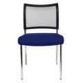 Orbis bezoekersstoel zitting donkerblauw rugleuning met netbekleding in zwart zitting HxBxD 430x480x450 mm 4-voetonderstel verchroomd 146751