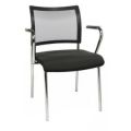 Orbis bezoekersstoel zitting zwart rugleuning met netbekleding in zwart zitting HxBxD 430x480x450 mm met armleuningen 4-voetonderstel verchroomd 146755