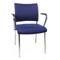 Orbis bezoekersstoel bekleding blauw zitting HxBxD 430x480x450 mm met armleuningen 4-voetonderstel verchroomd 146773