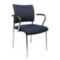 Orbis bezoekersstoel bekleding donkerblauw zitting HxBxD 430x480x450 mm met armleuningen 4-voetonderstel verchroomd 146774