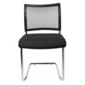 Orbis bezoekersstoel zitting zwart rugleuning met netbekleding in zwart zitting HxBxD 450x480x450 mm onderstel verchroomd 146778
