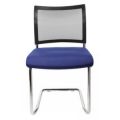 Orbis bezoekersstoel zitting blauw rugleuning met netbekleding in zwart zitting HxBxD 450x480x450 mm onderstel verchroomd 146781