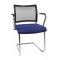 Orbis bezoekersstoel zitting blauw rugleuning met netbekleding in zwart zitting HxBxD 450x480x450 mm met armleuningen onderstel verchroomd 146790