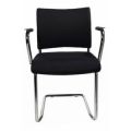 Orbis bezoekersstoel bekleding zwart zitting HxBxD 450x480x480 mm met armleuningen onderstel verchroomd 146802