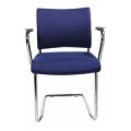 Orbis bezoekersstoel bekleding blauw zitting HxBxD 450x480x450 mm met armleuningen onderstel verchroomd 146805