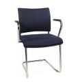 Orbis bezoekersstoel bekleding donkerblauw zitting HxBxD 450x480x450 mm met armleuningen onderstel verchroomd 146806