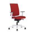 Orbis bureaustoel bekleding rood zitting HxBxD 410-540x460x450 mm met kunststof rugleuning wit synchroon mechanisme in hoogte verstelbare armleuningen 182470