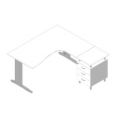 Orbis bureauset 1 bureau 1 staand ladeblok tafel HxBxD 730x1600x1650 mm C-voet aanbouw rechts wit 182570