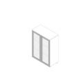 Orbis kantoorkast met glazen deuren HxBxD 1232x900x450 mm met frame 2x houten vloer 3 ordnerhoogtes romp wit 183125