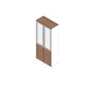 Orbis kantoorkast met glazen deuren HxBxD 2000x900x450 mm glazen deuren met frame 4x houten vloer 5 OH romp wit front canaletto-hout 183193