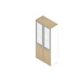 Orbis kantoorkast met glazen deuren HxBxD 2000x900x450 mm glazen deuren met frame 4x houten vloer 5 OH romp wit front eiken 183194