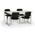 Orbis vergadermeubilair 4 stoelen 1 tafel zitting stof zwart blad lichtgrijs tafel HxBxD 750x1200x800 mm 183588