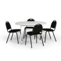 Orbis tafel-stoel-combinatie tafel diameter 1000 mm lichtgrijs 4stoelen bekleed zwart 183594