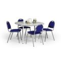 Orbis tafel-stoel-combinatie tafel diameter 1000 mm lichtgrijs 4stoelen bekleed blauw 183595
